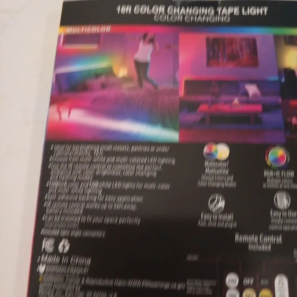 16 Ft Color Changing Tape LED Light With Remote Control USB RGB + IC Flow